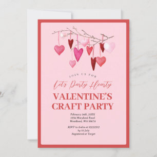 Invitation Fête rose Let's Party Hearty Saint-Valentin artisa