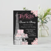Invitation Fête Rose Paris Sweet 16 (Debout devant)