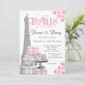 Invitation Fête Rose Paris Sweet 16 (Debout devant)