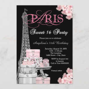 Invitation Fête Rose Paris Sweet 16