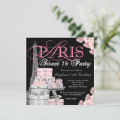 Invitation Fête Rose Paris Sweet 16 (Debout devant)