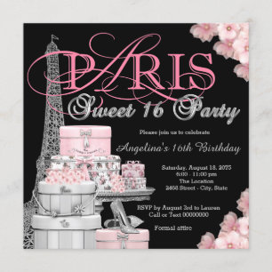 Invitation Fête Rose Paris Sweet 16