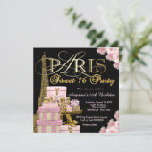 Invitation Fête Rose Paris Sweet 16 (Debout devant)