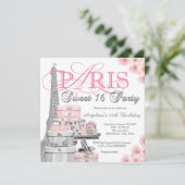 Invitation Fête Rose Paris Sweet 16 (Debout devant)