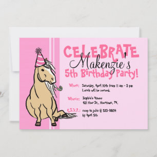 Invitation Fête rose Pony Girls Anniversaire