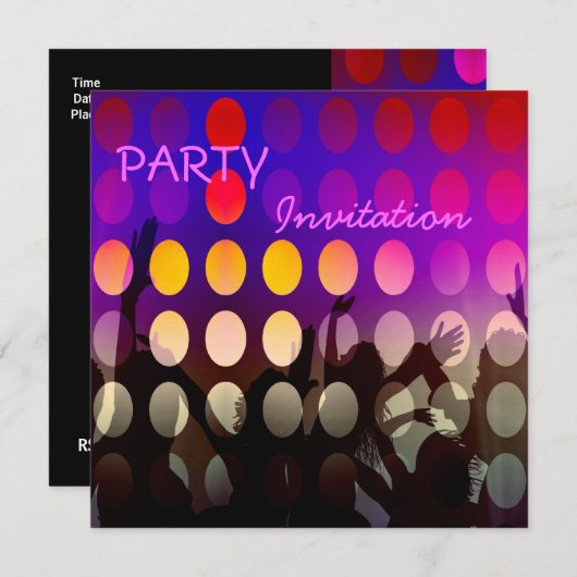 Invitation fête rose rave (Devant / Derrière)