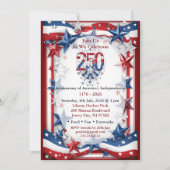 Invitation Fête Rouge Blanc & Bleu du 250e Anniversaire Améri (Devant)