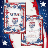 Invitation Fête Rouge Blanc & Bleu du 250e Anniversaire Améri