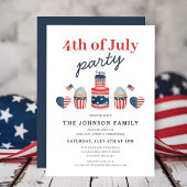 Invitation Fête Rouge Blanc Et Bleu 4 juillet