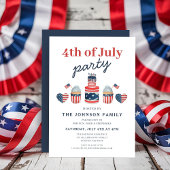 Invitation Fête Rouge Blanc Et Bleu 4 juillet