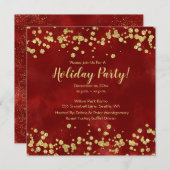 Invitation Fête, Rouge, Blanc, Or, (Devant / Derrière)