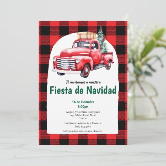 Invitation Fête Rouge espagnole de Navidad Noël (Debout devant)