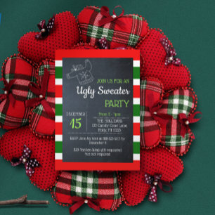 Invitation Fête rouge et verte de Noël