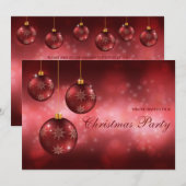 Invitation Fête rouge Noël Baubles fête de Noël (Devant / Derrière)