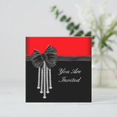 Invitation Fête rouge noir Arc en diamant (Debout devant)