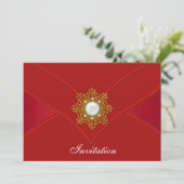 Invitation Fête rouge toutes occasions (Debout devant)