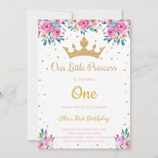 Invitation Fête royale des filles (Devant)