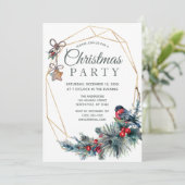 Invitation Fête Russe d'hiver Pin d'oiseau Noël (Debout devant)