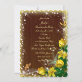 Invitation Fête Rustique Bois foncé Jaune Floral Bachelorette (Devant)