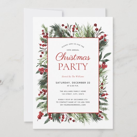 Invitation Fête Rustique chaude rouge hiver (Devant)