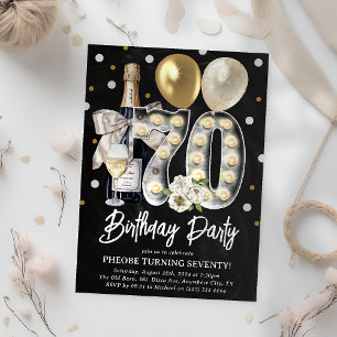 Invitation Fête rustique d'anniversaire 70 ans pour adulte