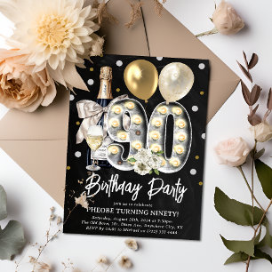 Invitation Fête rustique d'anniversaire de 90 ans pour adulte