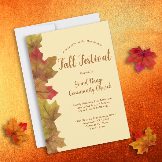 Invitation Fête rustique d'automne de feuilles d'automne