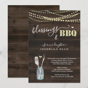 Invitation Fête rustique de BBQ pour la Première Communion /