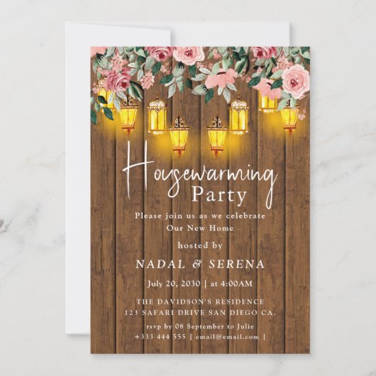 Invitation Fête rustique de chauffage domestique Accueil Swee (Devant)