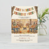 Invitation Fête rustique de découpage de citrouille dans le j (Debout devant)