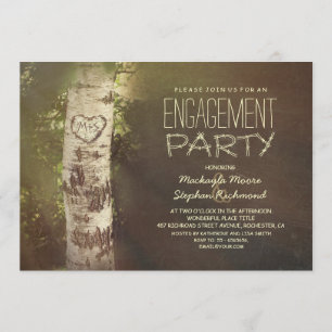 Invitation Fête rustique de fiançailles de bouleau