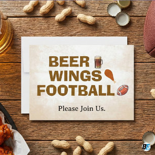 Invitation Fête rustique de football aux ailes de bière jour 