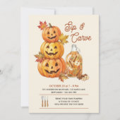 Invitation Fête rustique de gravure de citrouille et de dégus (Devant)