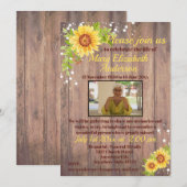 Invitation Fête Rustique de la vie Funéraire Floral Photo (Devant / Derrière)