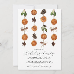 Invitation Fête rustique de Noël aux oranges sèches et aux ag