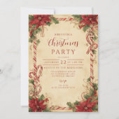 Invitation Fête rustique de Noël avec Poinsettia (Devant)