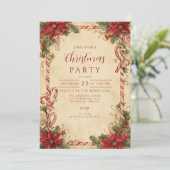 Invitation Fête rustique de Noël avec Poinsettia (Debout devant)