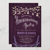 Invitation Fête rustique de réchauffement ménager - Lavande d (Devant / Derrière)