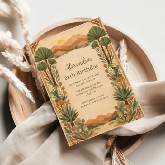 Invitation Fête Rustique Désert Floral