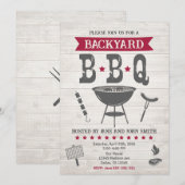 Invitation Fête rustique d'été de barbecue dans le jardin (Devant / Derrière)