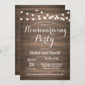 Invitation Fête rustique du réchauffement du foyer Maison dou (Devant / Derrière)