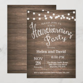 Invitation Fête rustique du réchauffement du foyer Maison dou (Devant / Derrière)