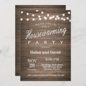 Invitation Fête rustique du réchauffement du foyer Maison dou (Devant / Derrière)