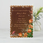 Invitation Fête Rustique en bois foncé Floral Butterfly (Debout devant)