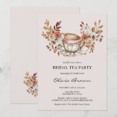 Invitation Fête Rustique Florale de Thé (Devant / Derrière)