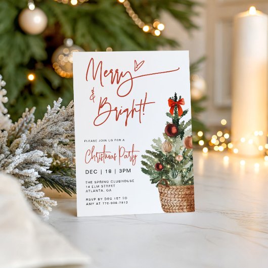 Invitation Fête Rustique Joyeuse et Lumineuse de Noël