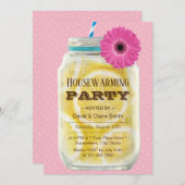 Invitation Fête Rustique Pink Daisy Lemonade Jar (Devant / Derrière)