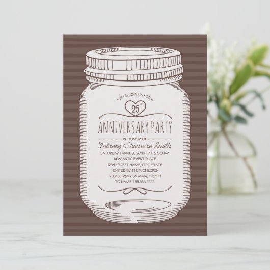Invitation Fête rustique pour les 25 ans de mariage dans un p (Debout devant)