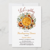 Invitation Fête Rustique Retrouvons le dîner Thanksgiving (Devant)