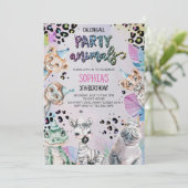 Invitation Fête Safari sauvage Animaux Jungle Animaux Anniver (Debout devant)